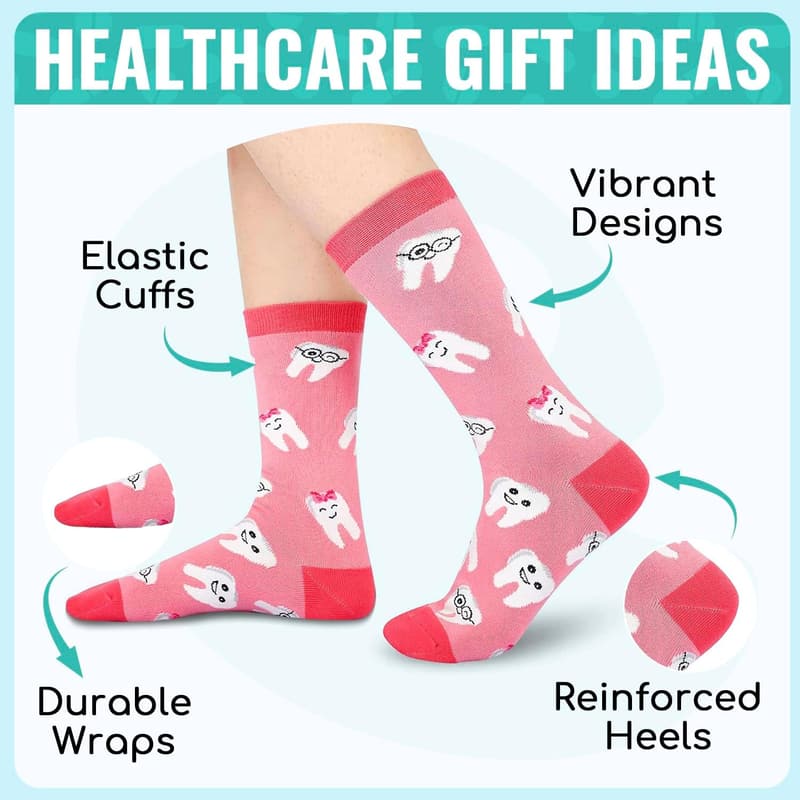 Dental Socks for Women - Fun Tooth Design Gift for Hygienists