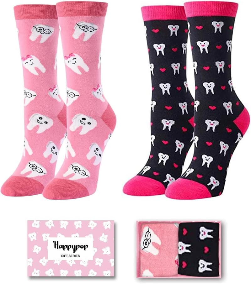Funny Dentist Novelty Socks for Book Lovers - 2 Pack