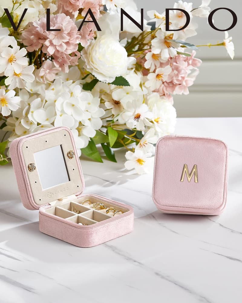 Personalized Initial Jewelry Box for Women – Travel Gift, Letter J