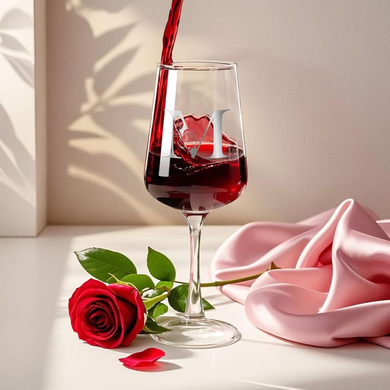 Personalized Wine Glass Gift Set for Her - Monogrammed & Boxed