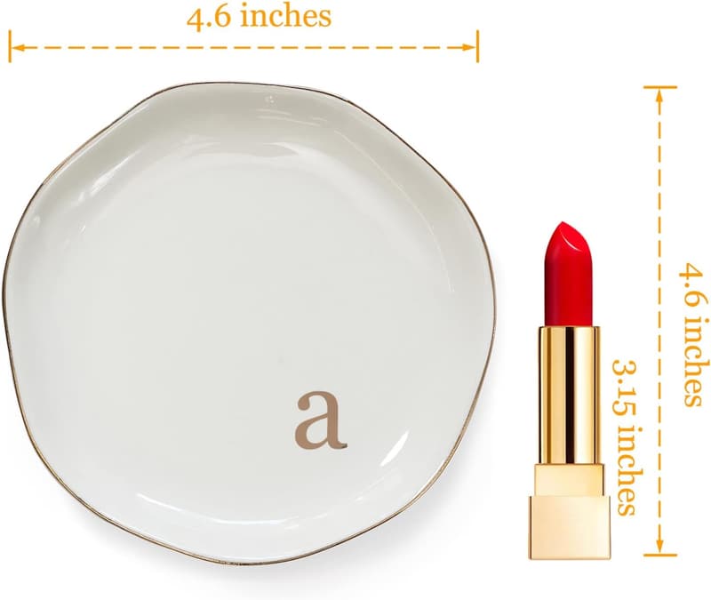 Personalized Initials Jewelry Tray - Ceramic White Engagement Gift