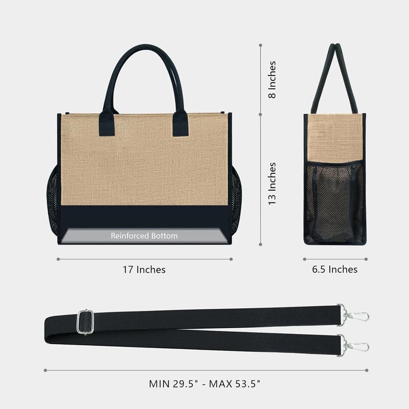 Personalized Initial Canvas Tote Bag for Women