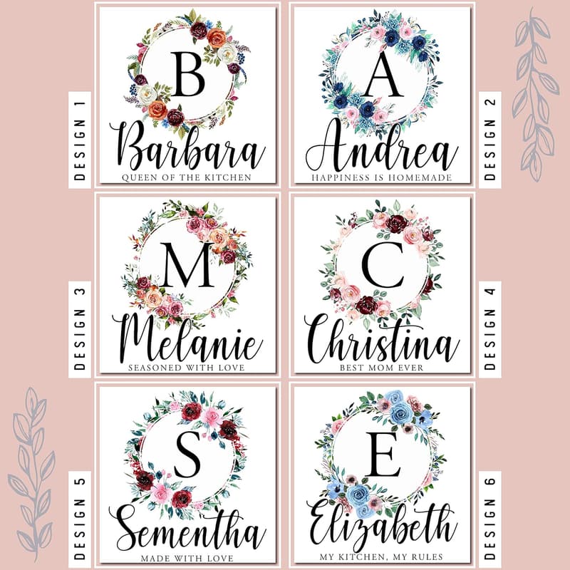 Personalized Floral Apron with Name for Women - Custom Cooking Gift