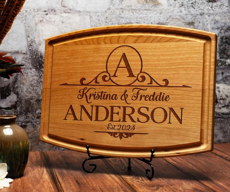 Personalized Monogrammed Cutting Board for Weddings & Gifts
