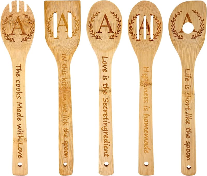 Personalized Initial Wooden Cooking Spoons for Women