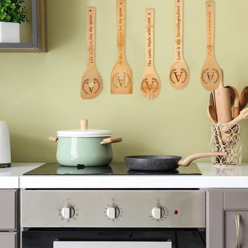 Personalized Initial Wooden Cooking Spoons for Women