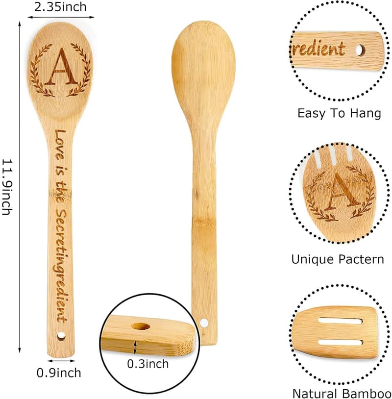 Personalized Initial Wooden Cooking Spoons for Women