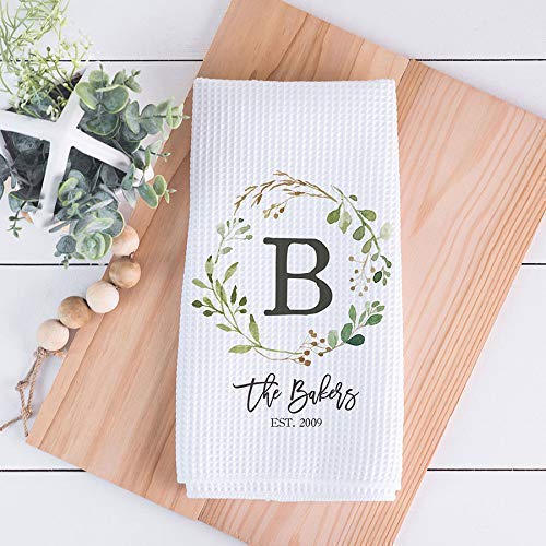 Personalized Waffle Weave Dish Towel for Housewarming