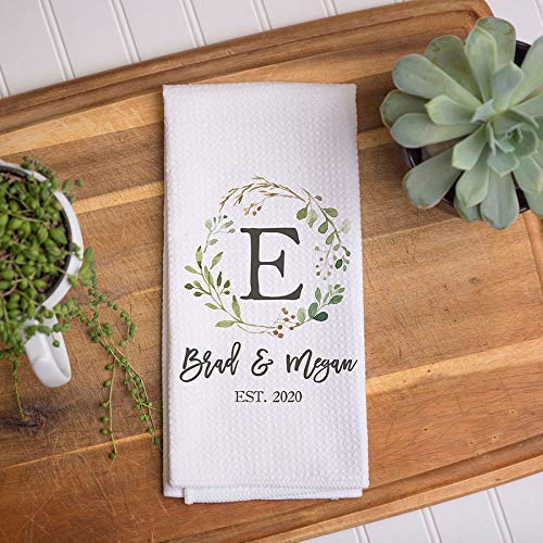 Personalized Waffle Weave Dish Towel for Housewarming