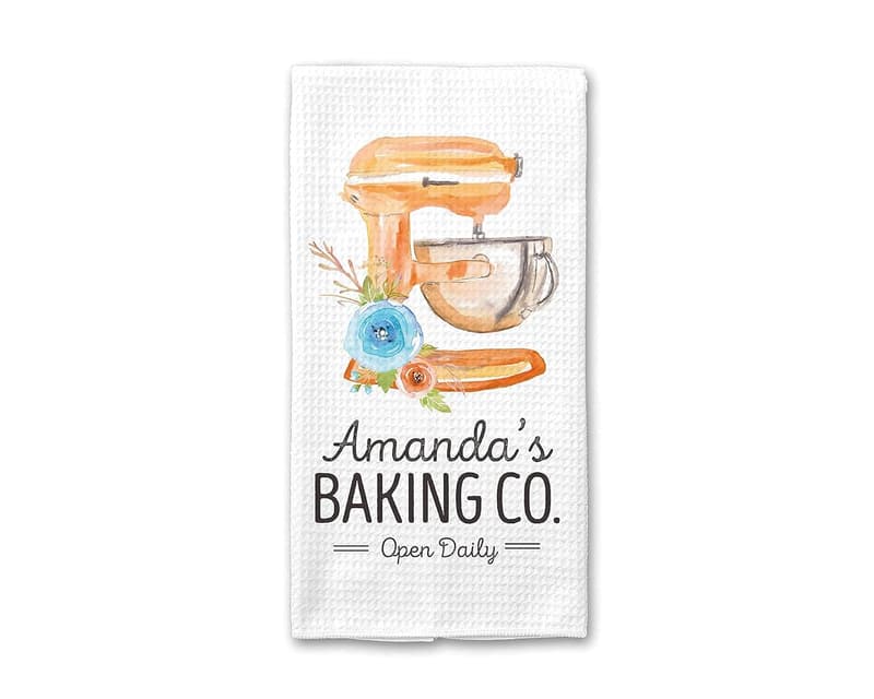Personalized Waffle Weave Kitchen Towel for Housewarming