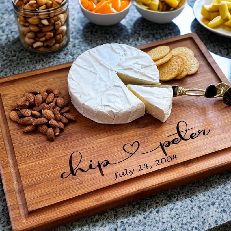 Personalized Bamboo Cutting Board - Unique Wedding & New Home Gift