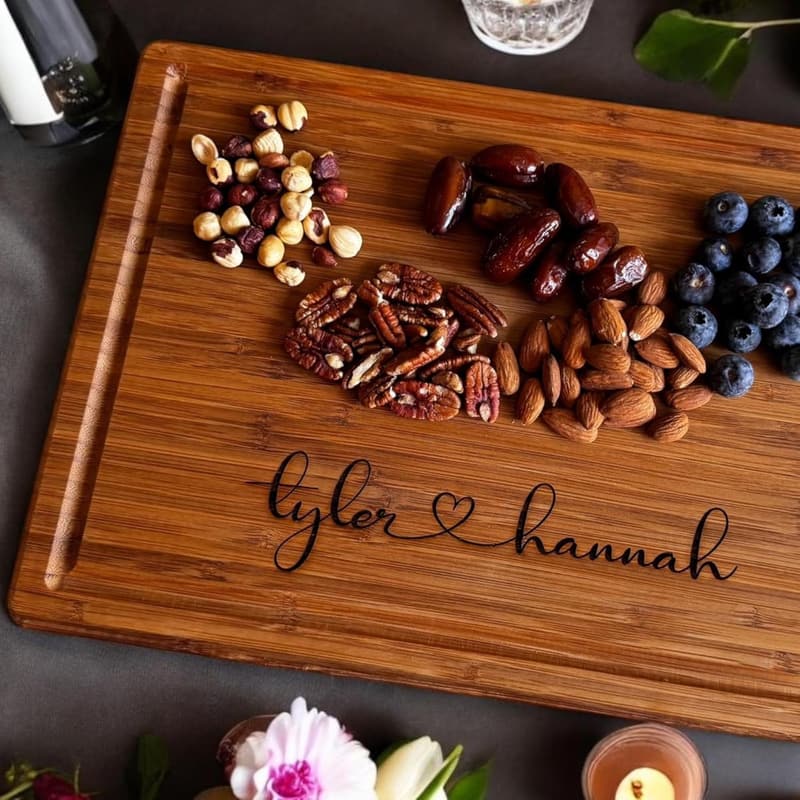 Personalized Bamboo Cutting Board - Unique Wedding & New Home Gift