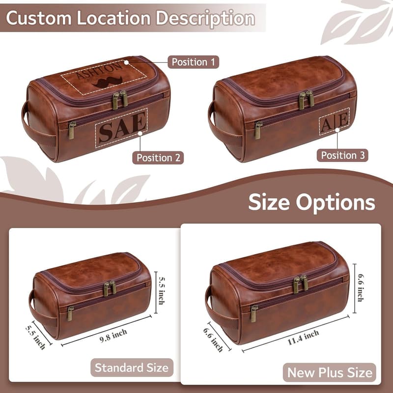 Personalized Leather Dopp Kit - Custom Engraved Gift for Men