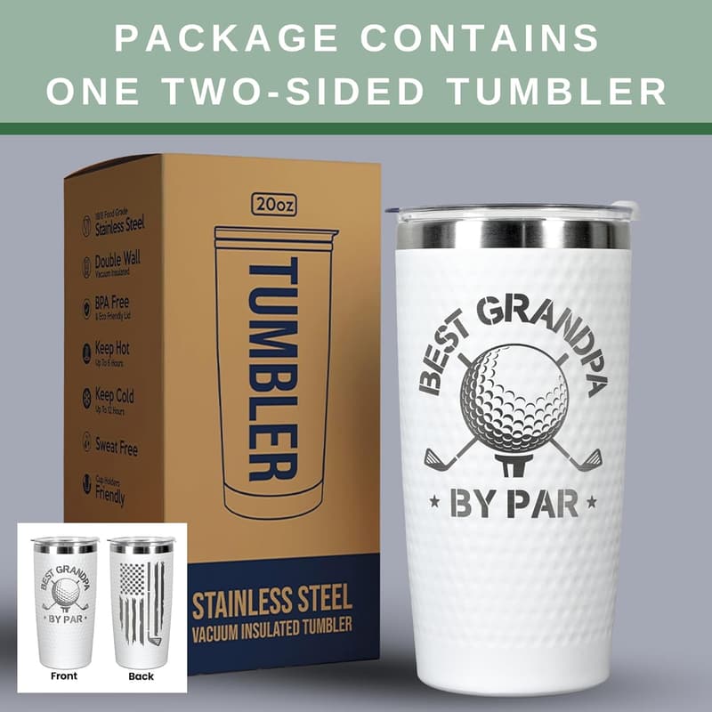 Father's Day Gift - 20 Oz Stainless Steel Tumbler for Grandpa