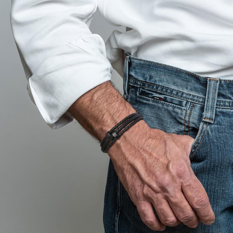Personalized Leather Name Bracelet for Father's Day Gift