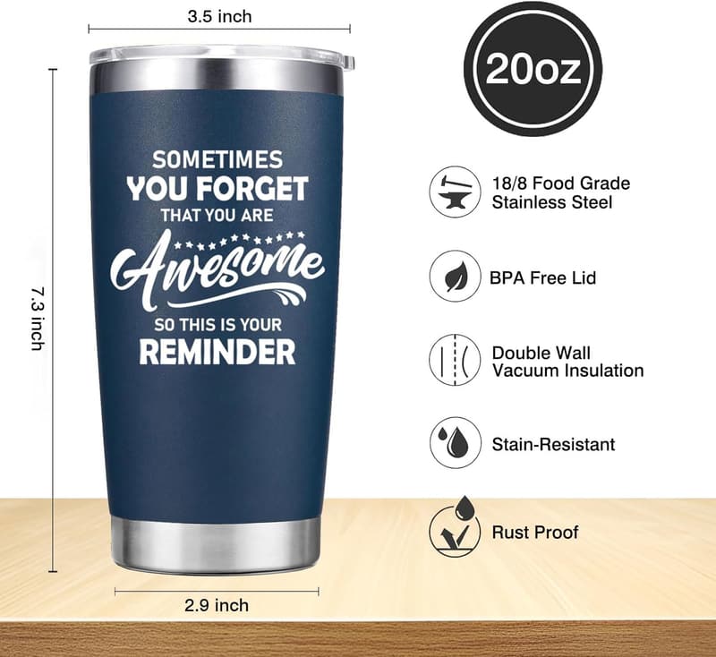 Navy Blue Inspirational Tumbler Cup for Men’s Birthday Gifts