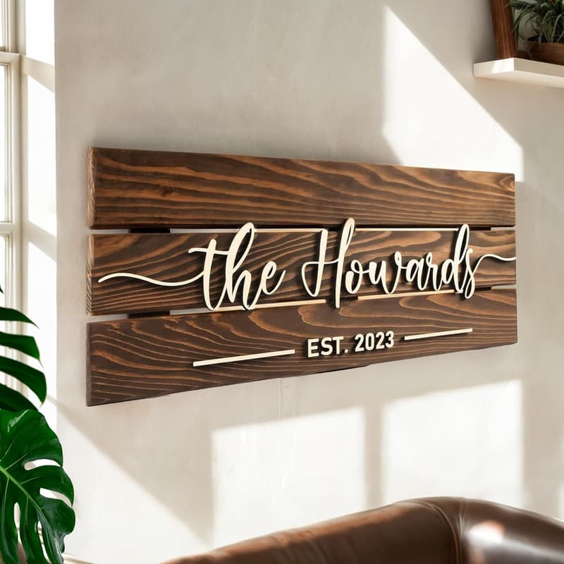 Personalized Rustic Wood Name Sign for Couples' Weddings