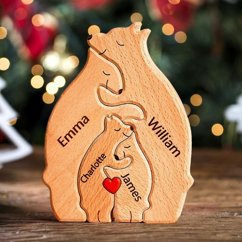 Personalized Wooden Family Bear Puzzle for Mother's Day