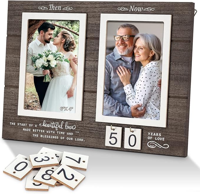 Anniversary Frame for 1-99 Years - Holds 2 Photos 4x6