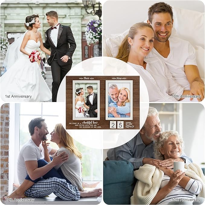Anniversary Frame for 1-99 Years - Holds 2 Photos 4x6