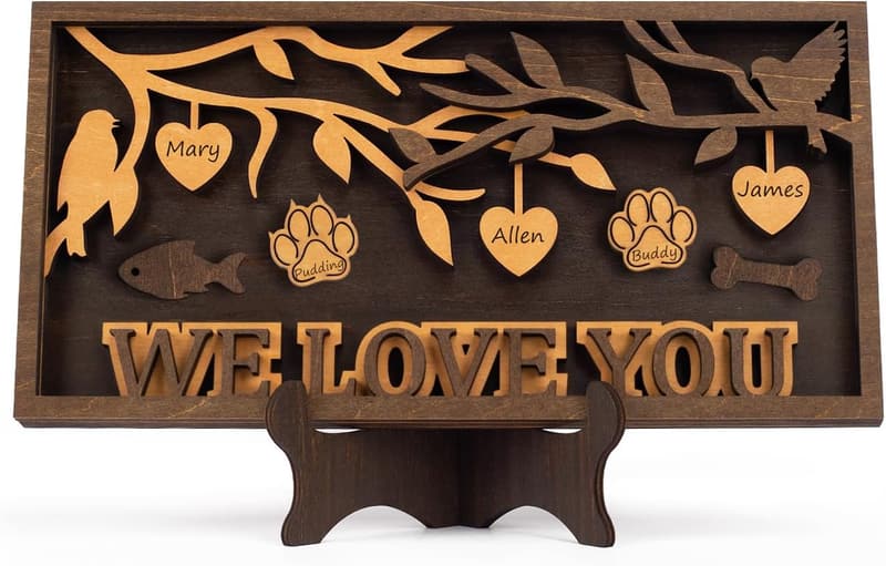 3D Family Tree Sign Frame with Personalized Names for Mom