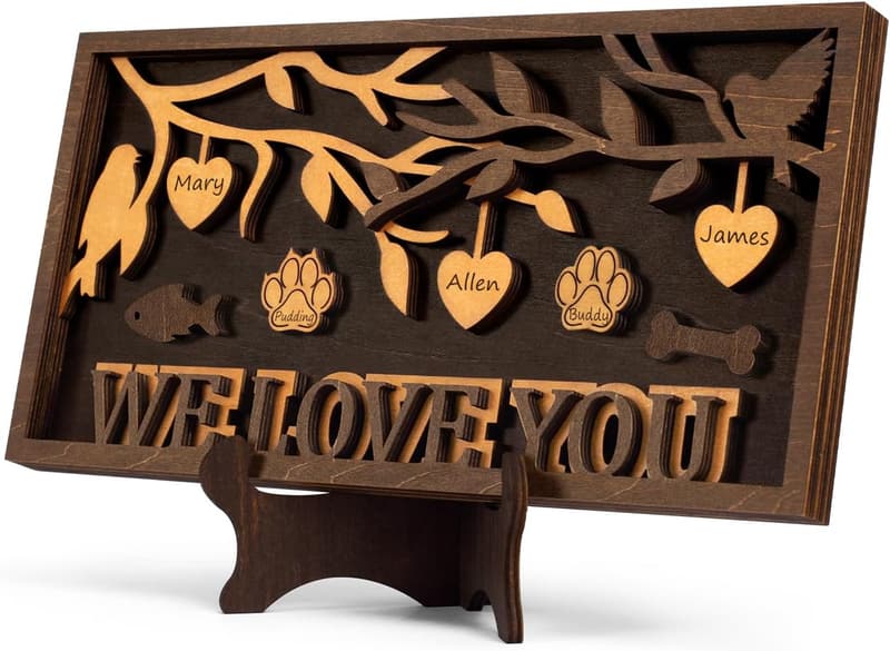 3D Family Tree Sign Frame with Personalized Names for Mom