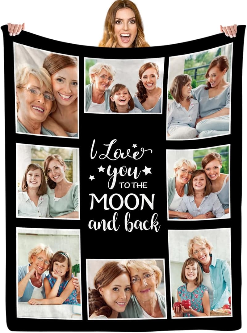 Personalized Photo Blanket for Mom - Custom Throw for Mother's Day