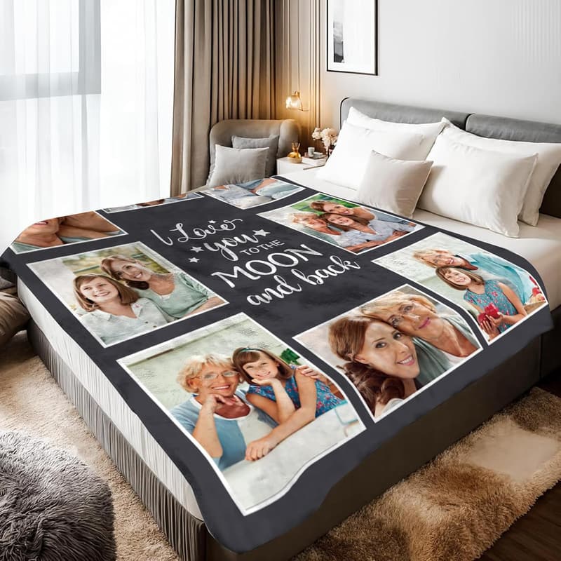 Personalized Photo Blanket for Mom - Custom Throw for Mother's Day