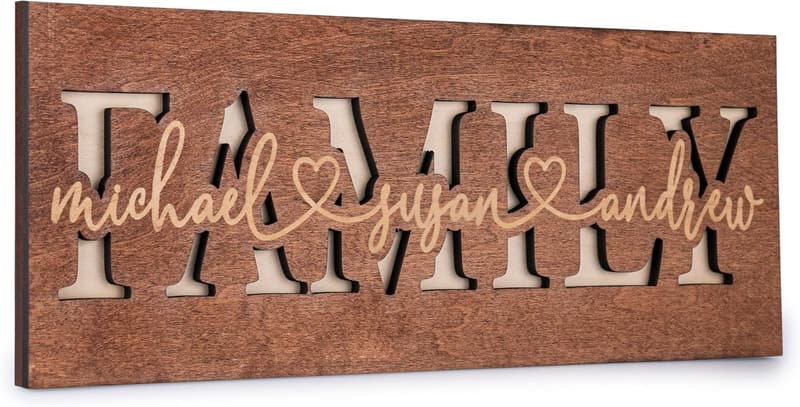 Personalized 3D Family Sign - Custom Wooden Wall Decor
