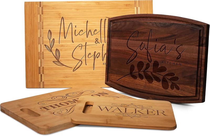 Wedding Gift Personalized Cutting Board - 11 Designs, 5 Woods