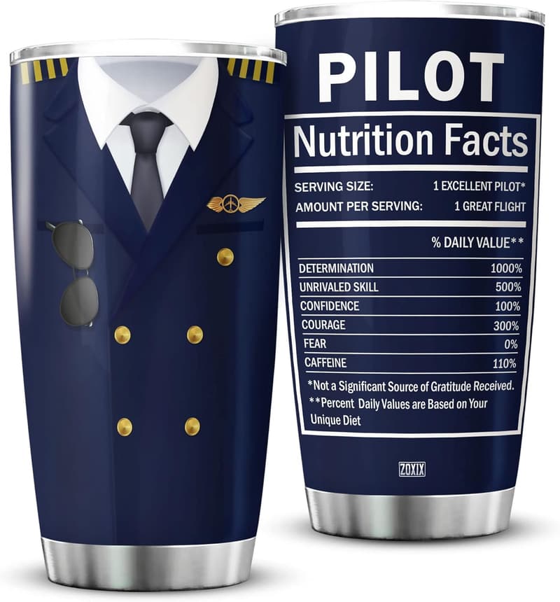 20oz Stainless Steel Tumbler - Pilot Gift for Him
