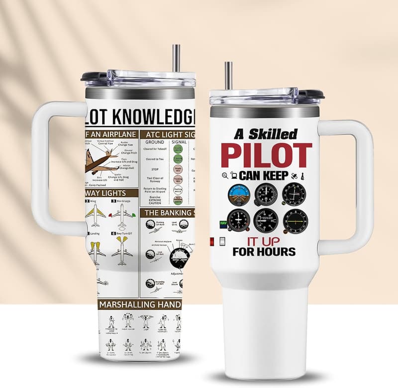 Aviation Coffee Tumbler for Men - 40oz Pilot Gift
