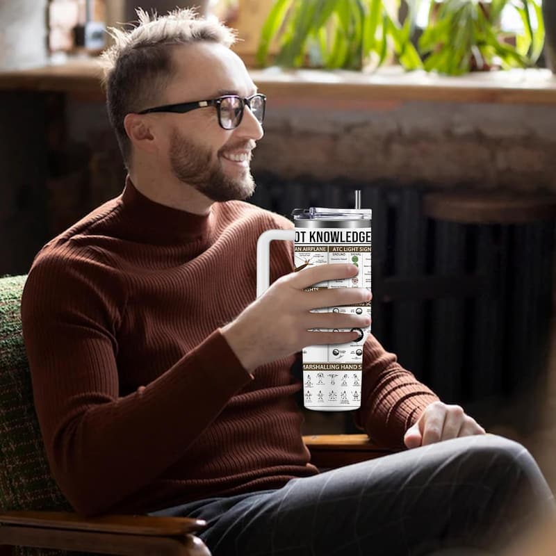 Aviation Coffee Tumbler for Men - 40oz Pilot Gift