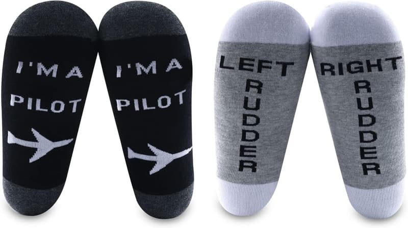 Aviation-Themed Socks for Pilots - Left & Right Rudder Design
