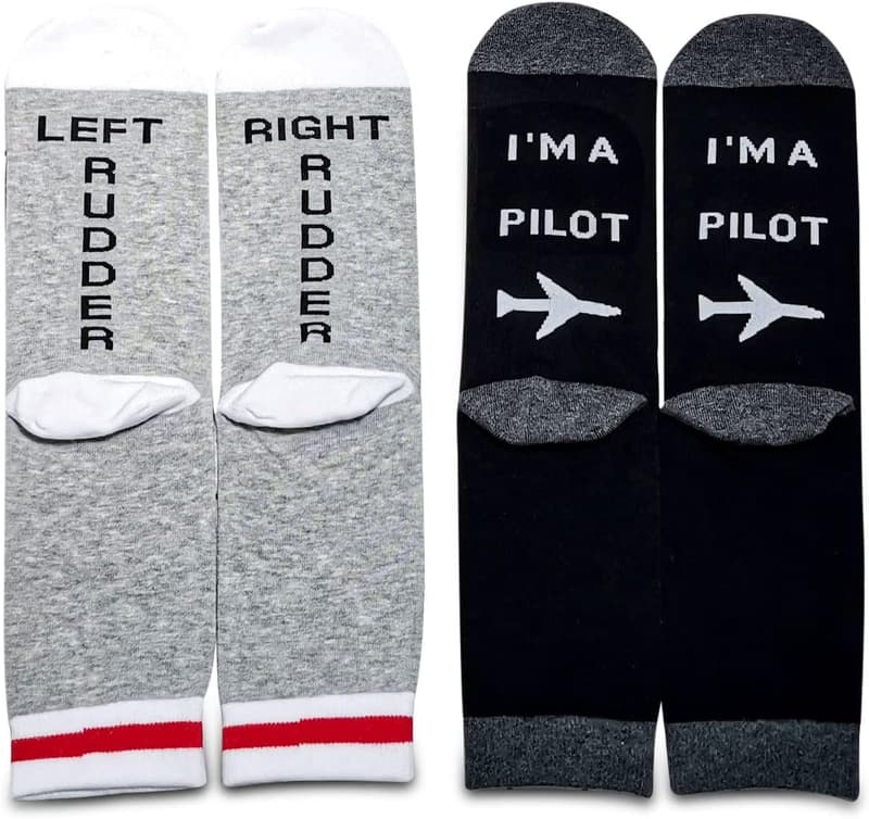 Aviation-Themed Socks for Pilots - Left & Right Rudder Design
