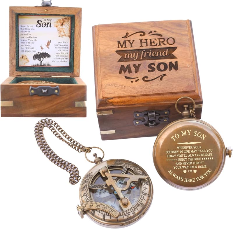 Personalized Sundial Compass - Unique Gift for Son