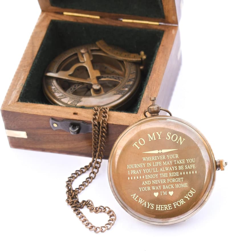 Personalized Sundial Compass - Unique Gift for Son