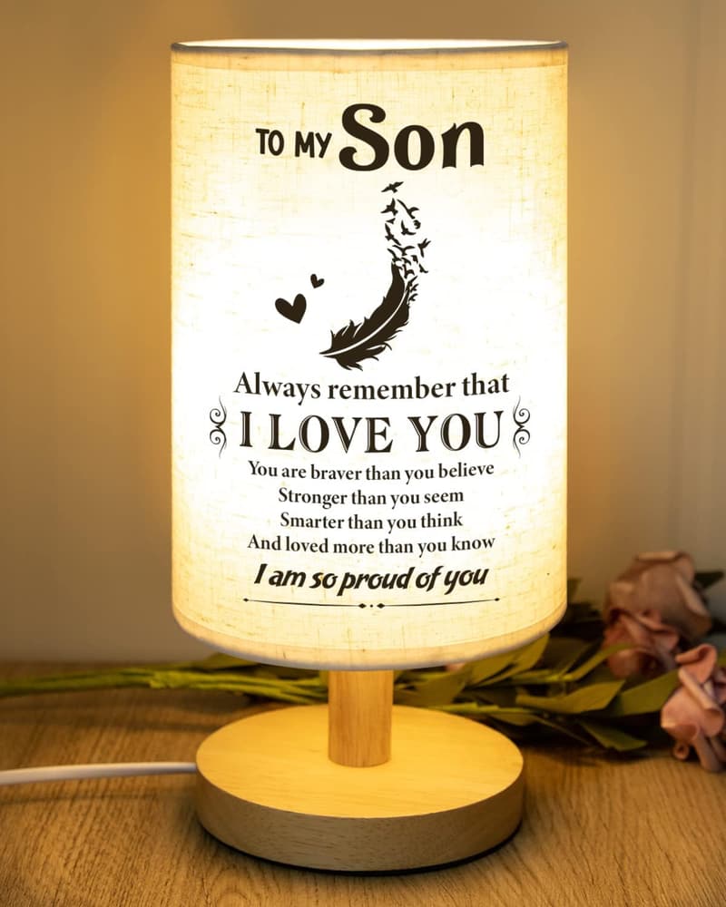 Graduation Desk Lamp - Fabric & Wood for Son