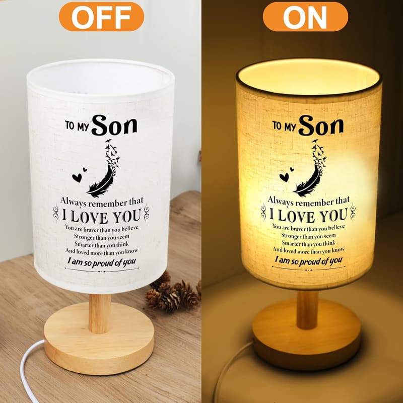 Graduation Desk Lamp - Fabric & Wood for Son