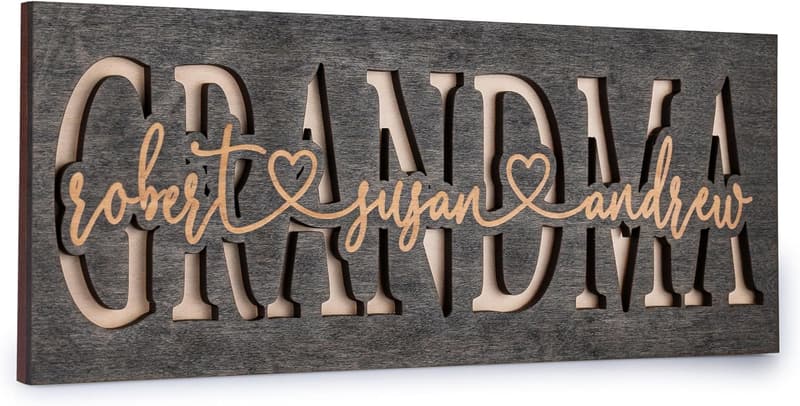 Personalized 3D Wooden Grandma Sign - Custom Wall Decor