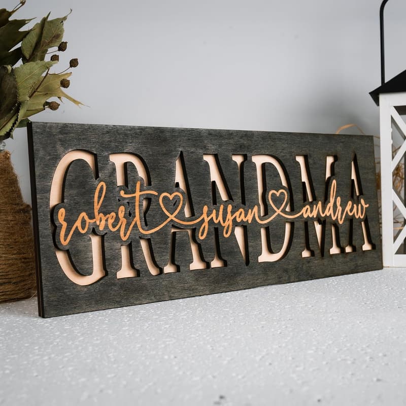 Personalized 3D Wooden Grandma Sign - Custom Wall Decor
