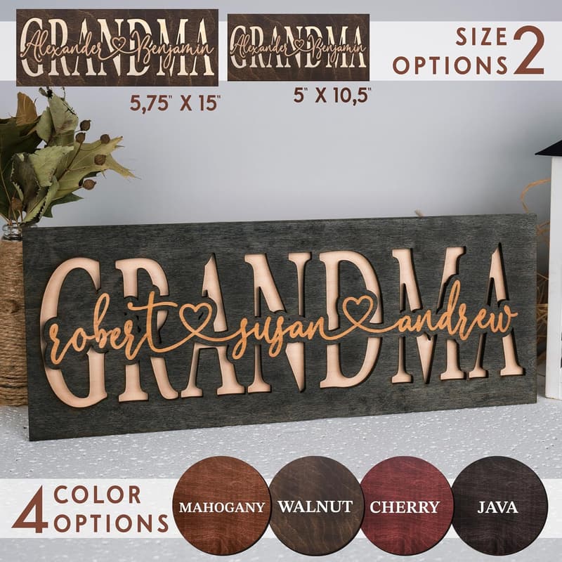 Personalized 3D Wooden Grandma Sign - Custom Wall Decor