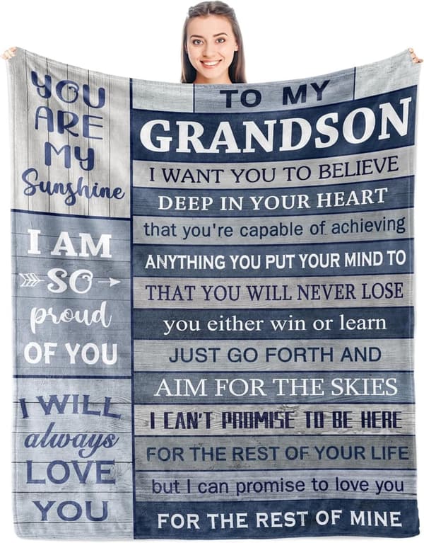 Birthday Fleece Blanket for Grandson - Soft 50