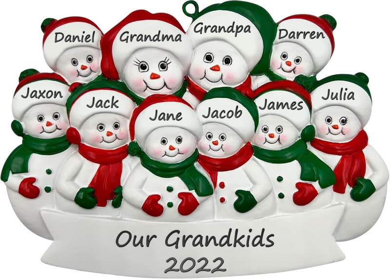 Personalized Grandparents Ornament with 8 Grandkids