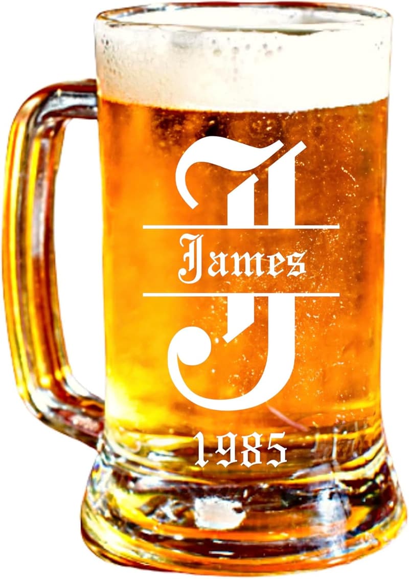 Custom Sports Letter Beer Mug - 16 oz Clear Glass