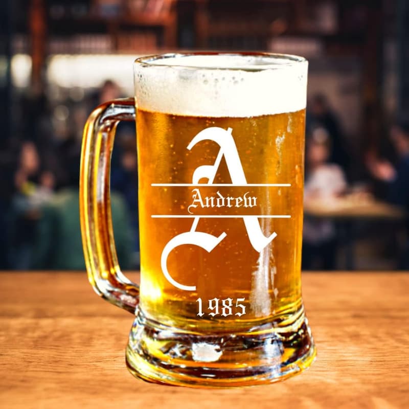 Custom Sports Letter Beer Mug - 16 oz Clear Glass