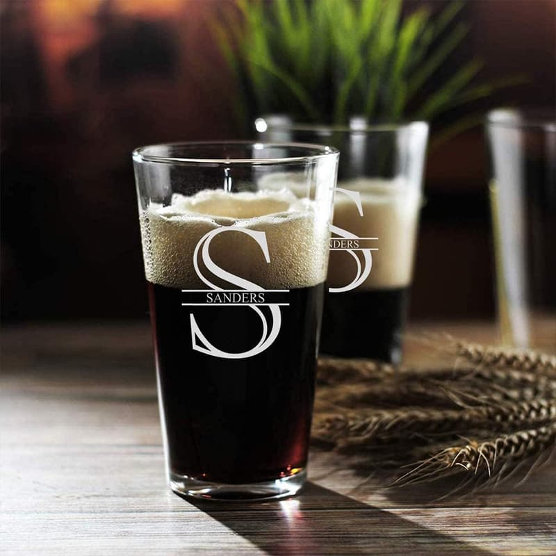 Custom Engraved Beer Glass Set of 4 - Perfect for Couples
