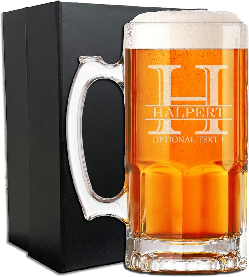 Personalized Father's Day Engraved 34oz Beer Mug for Men