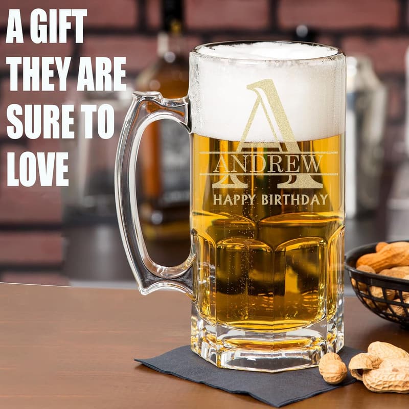 Personalized Father's Day Engraved 34oz Beer Mug for Men