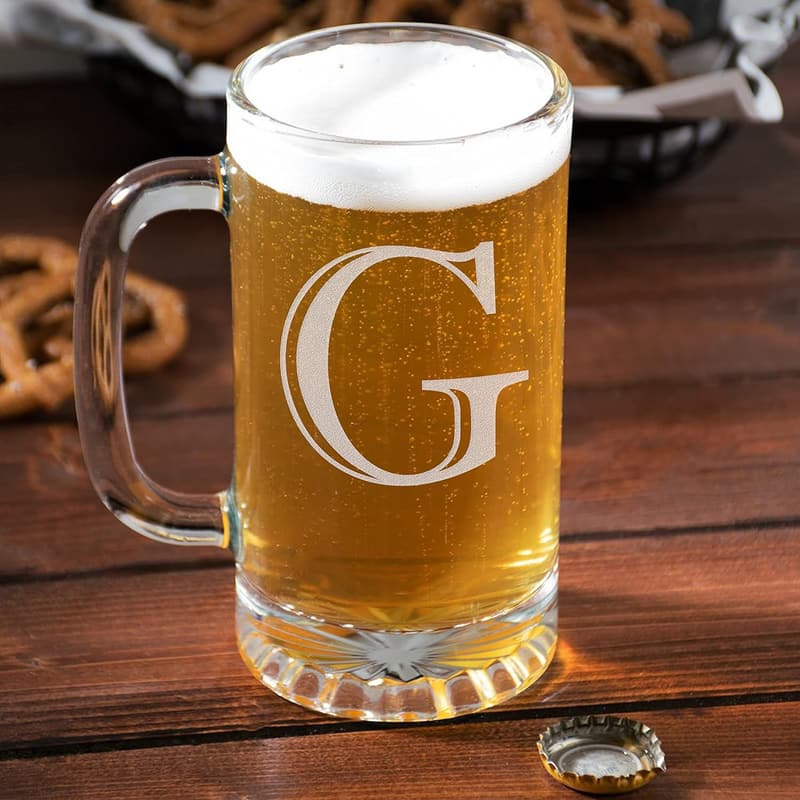 Personalized 16oz Monogrammed Beer Mug for Father's Day